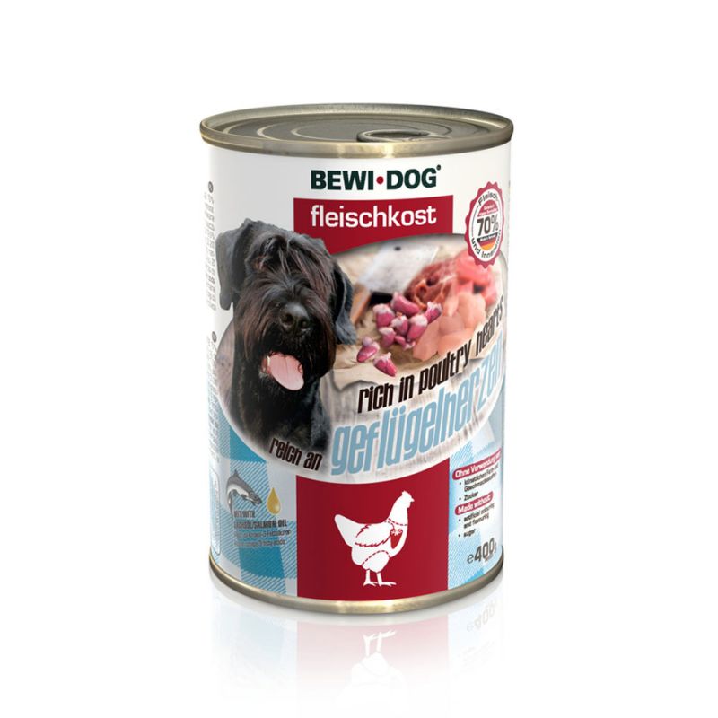Boîte BewiDog Coeur de volaille BEWI DOG  Pâtées pour chien