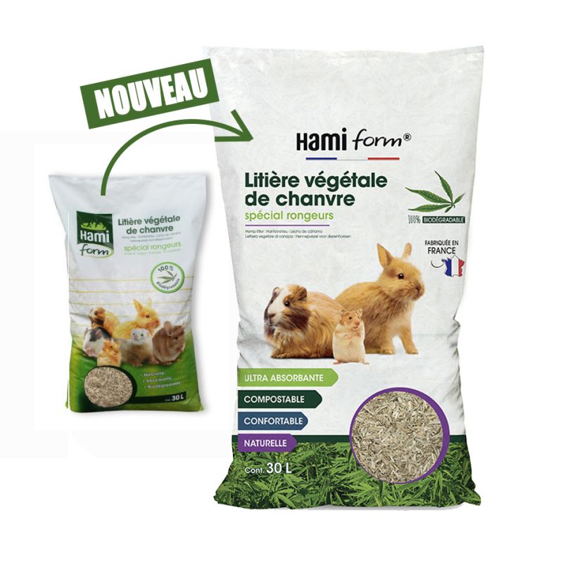 Hami Litière végétale de chanvre 30 L HAMI 3469980006124 Litière, foin, paille