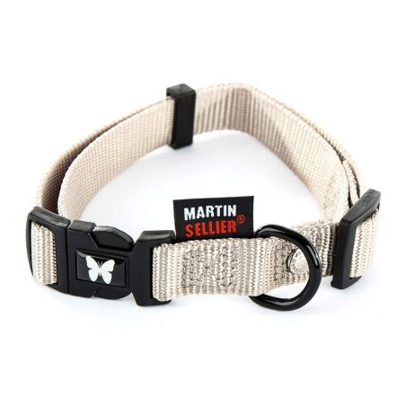 Collier réglable en nylon uni gris