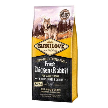 Croquettes Carnilove Adulte poulet/lapin 12 kg