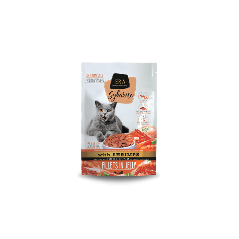 Filets en gelée ERA Sybarite pour Chats Adultes – Crevettes & Poulet ERA 8437021991239 Alimentation chat