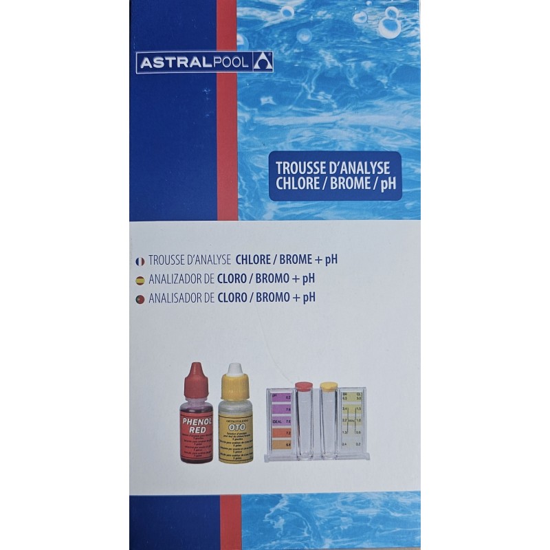 Trousse d'analyse Chlore / Brome / pH avec réactifs liquides pour piscine  3457500000202 Traitements, test d'eau