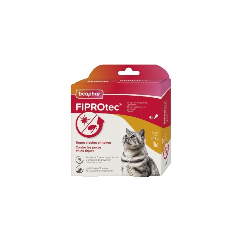 Pipettes Tiques et Puces pour chat 50 mg - Fiprotec – Beaphar BEAPHAR 8711231154906 Accueil