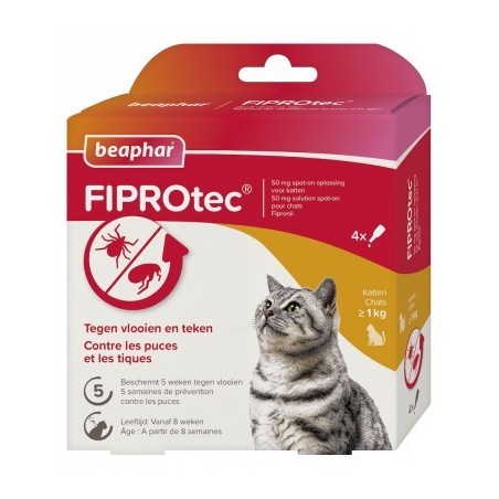Pipettes Tiques et Puces pour chat 50 mg - Fiprotec – Beaphar