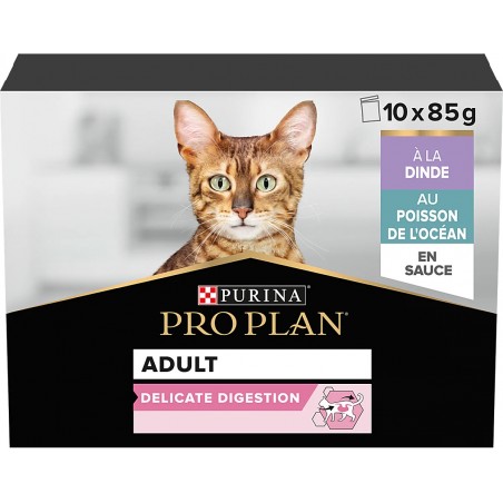 Proplan Chat Delicate Digestion Dinde & Poisson, Multipack 10 x 85 gr