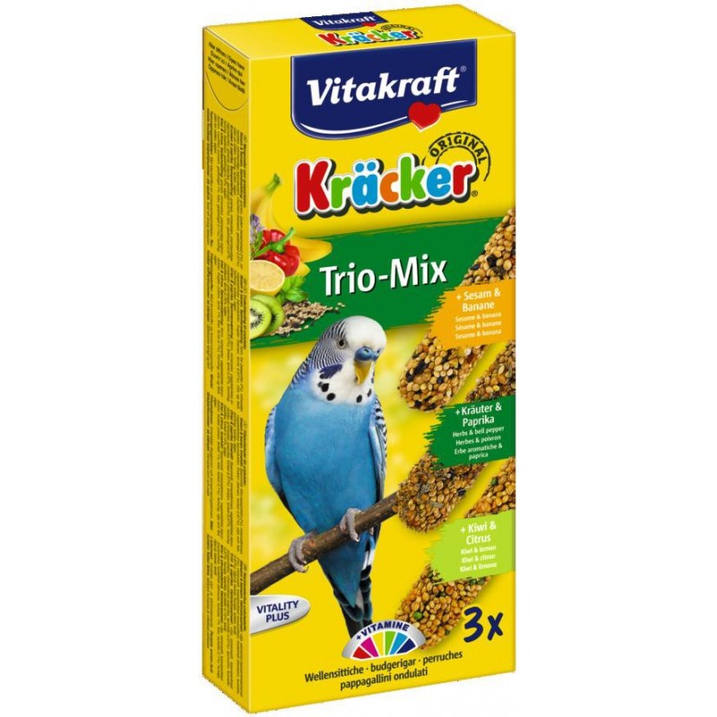 Kräcker® - Trio Mix - Banane, Herbe, Kiwi pour Perruches – Vitakraft VITAKRAFT VITOBEL 4008239212375 Perruche